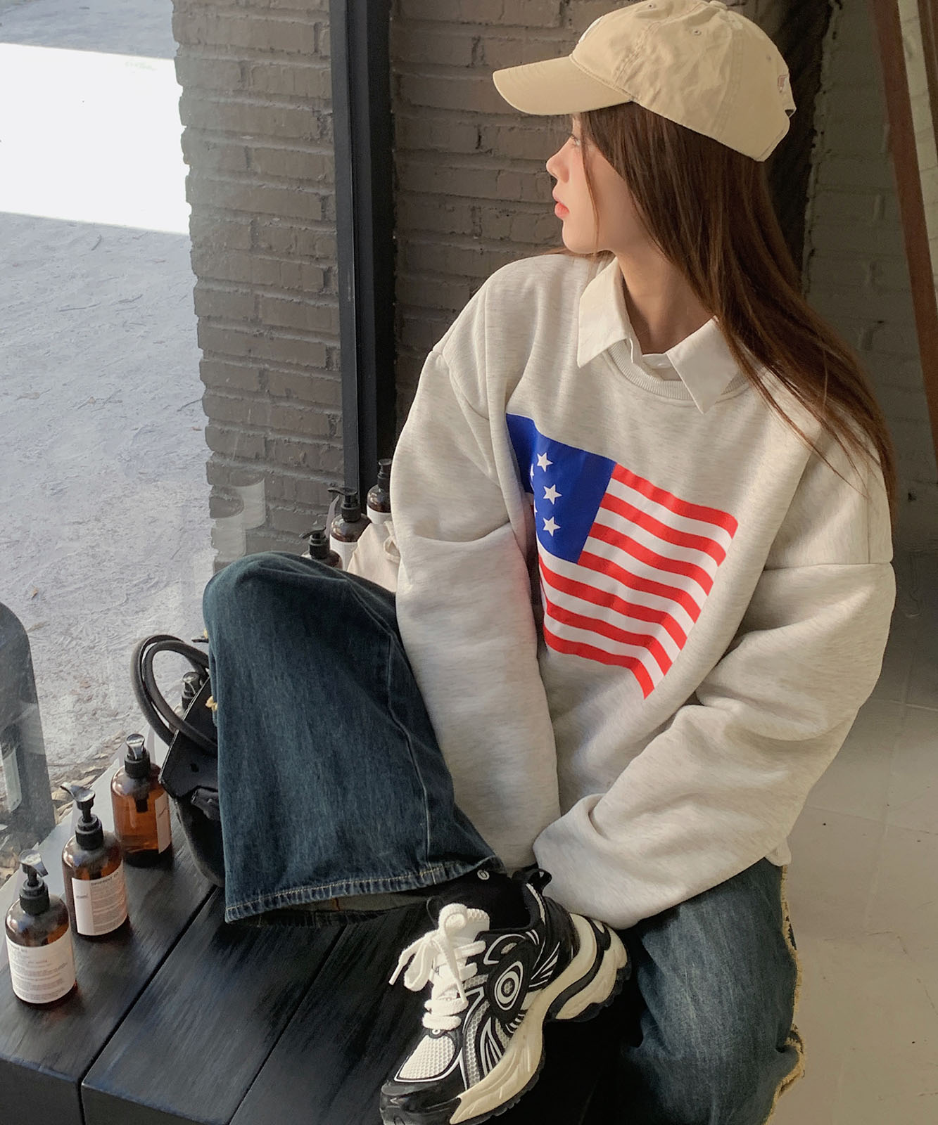 DEVICE select オーバーサイズ プルオーバー 星柄 スタープリント スウェット トレーナー ノームコア メンズ レディース