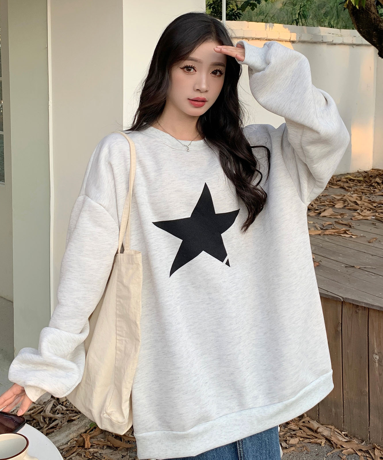 DEVICE select オーバーサイズ プルオーバー 星柄 スタープリント スウェット トレーナー ノームコア メンズ レディース