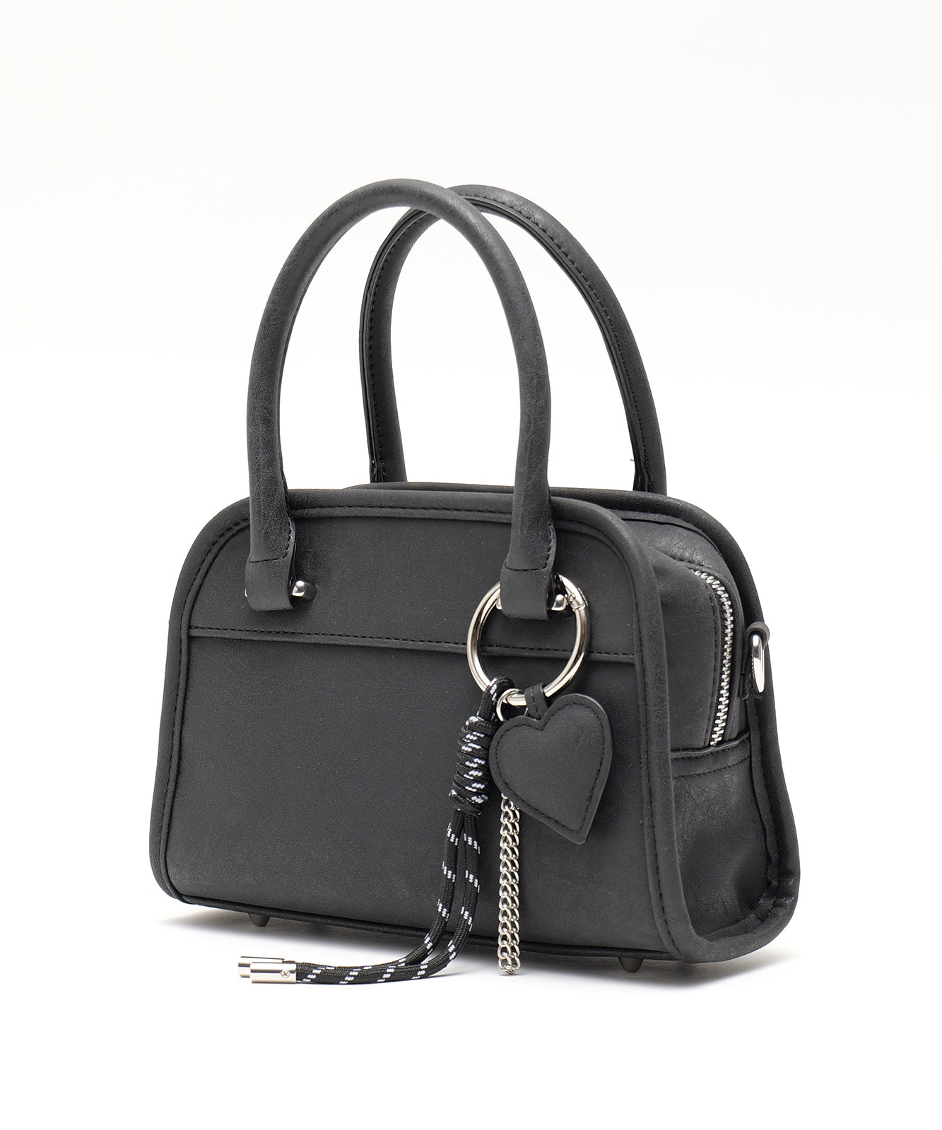 【 DEVICE GAL 】 Heart Tease 3連チャーム付き ヴィンテージライク 2way ラウンドミニボストンバッグ レディース おしゃれ ブランド 学生 カジュアル きれいめ 大人 女性 DTG25036