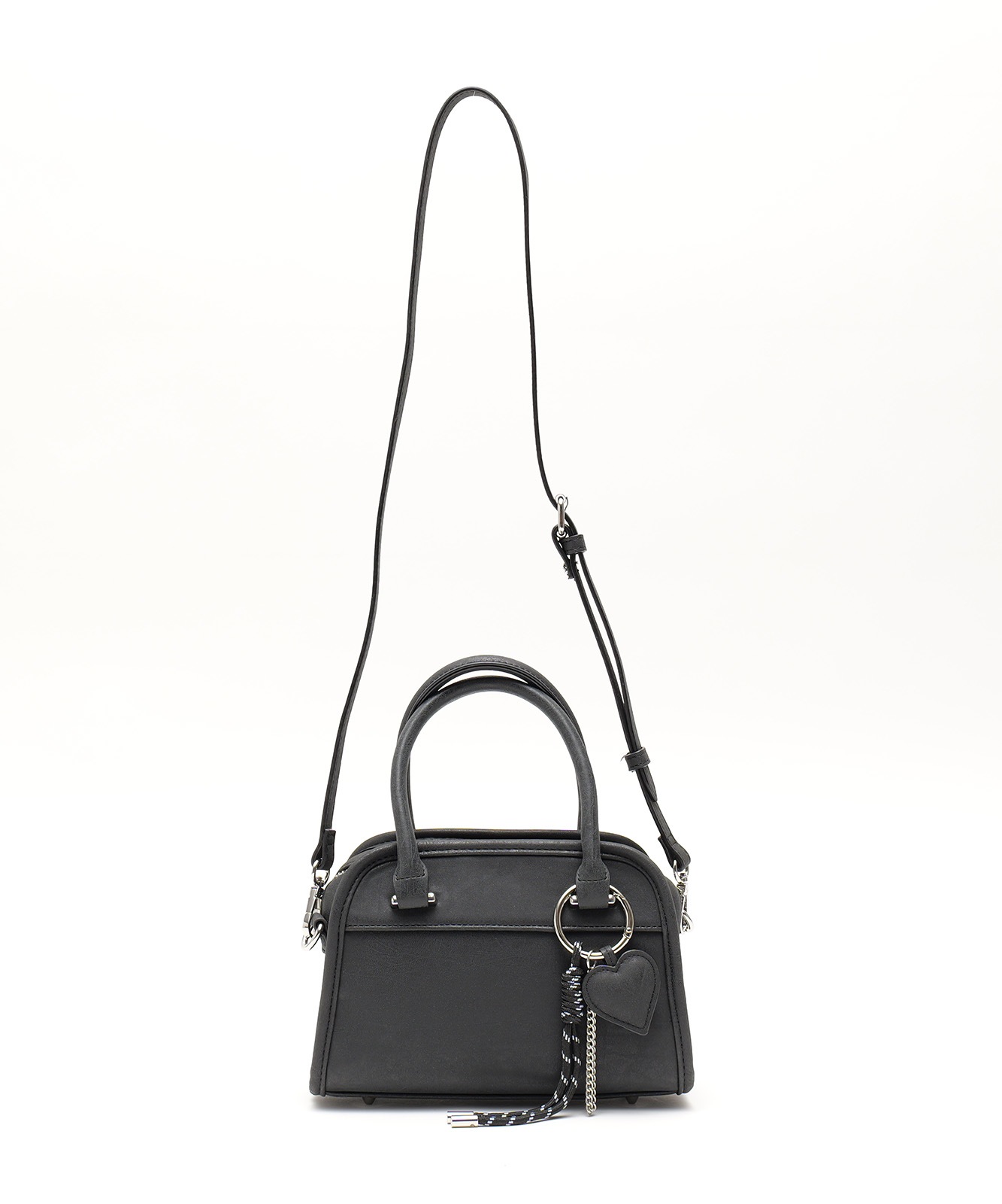 【 DEVICE GAL 】 Heart Tease 3連チャーム付き ヴィンテージライク 2way ラウンドミニボストンバッグ レディース おしゃれ ブランド 学生 カジュアル きれいめ 大人 女性 DTG25036