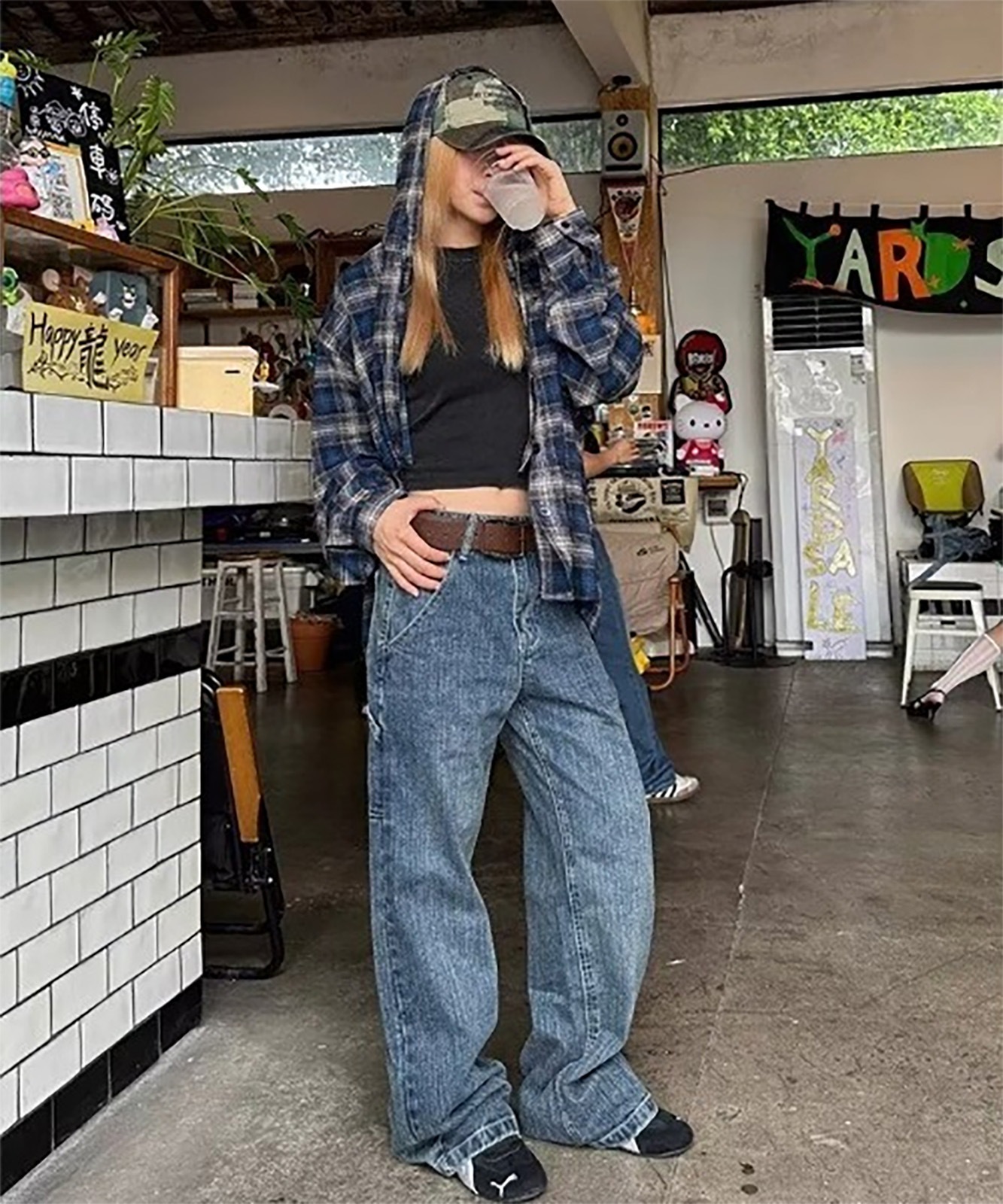 【 DEVICE select 】 フーディー ヴィンテージライク チェックシャツ メンズ レディース ユニセックス 韓国風 Y2K ストリート カジュアル 秋服 TA1298