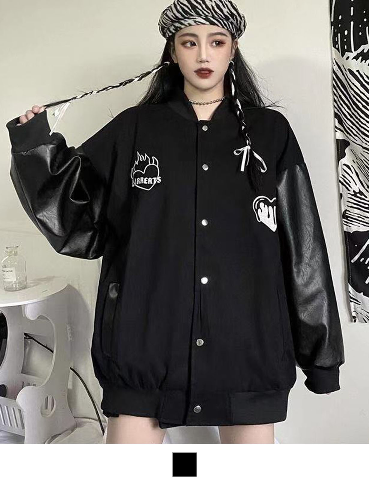 DEVICE select オーバーサイズ ハートロゴ ルーズスタジャン メンズ レディース ユニセックス