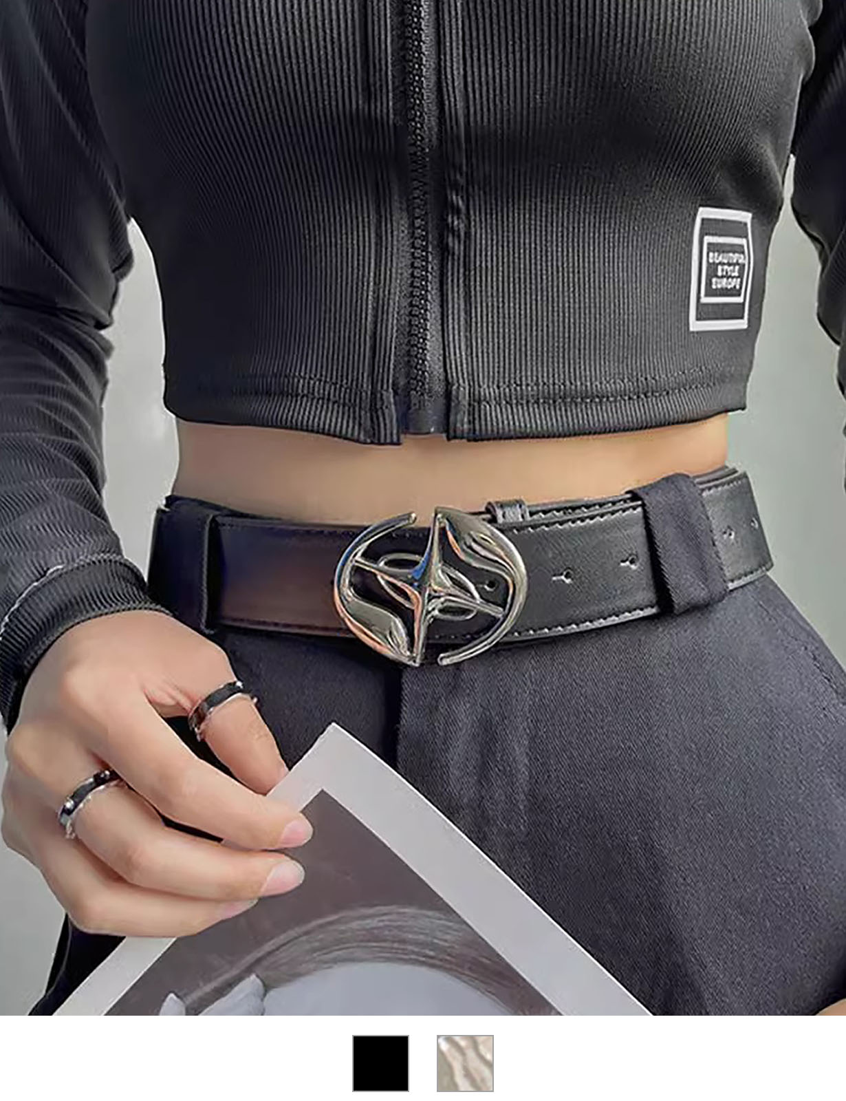 DEVICE select デザイン メタルバックルベルト ブラック シルバー メンズ レディース