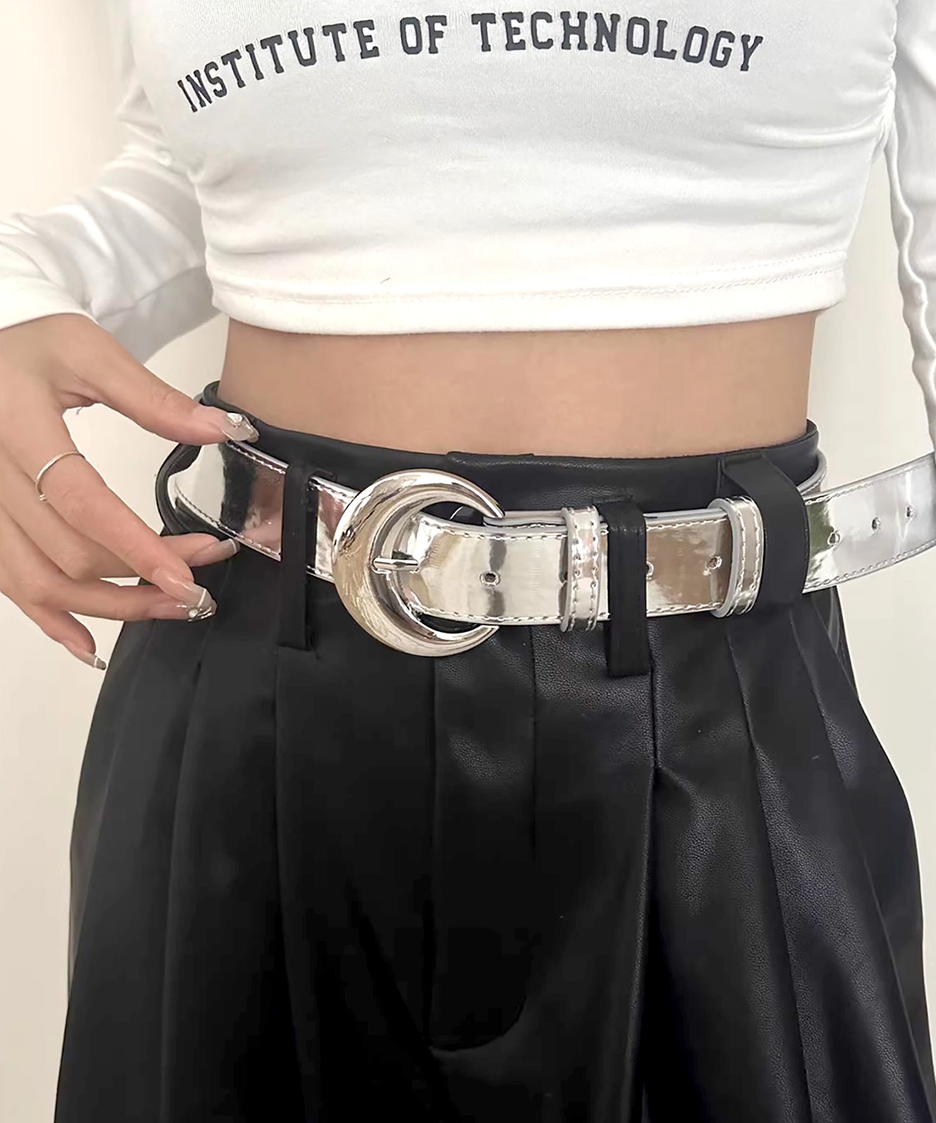 DEVICE select デザイン メタルバックルベルト ブラック シルバー メンズ レディース