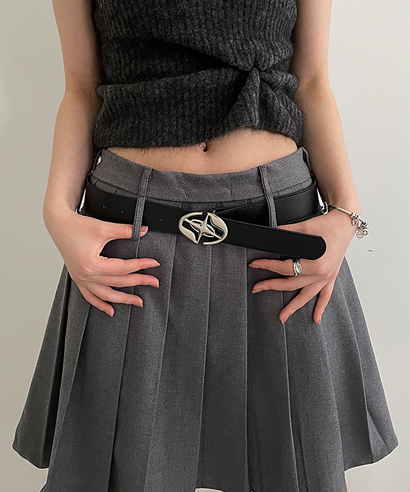 DEVICE select デザイン メタルバックルベルト ブラック シルバー メンズ レディース