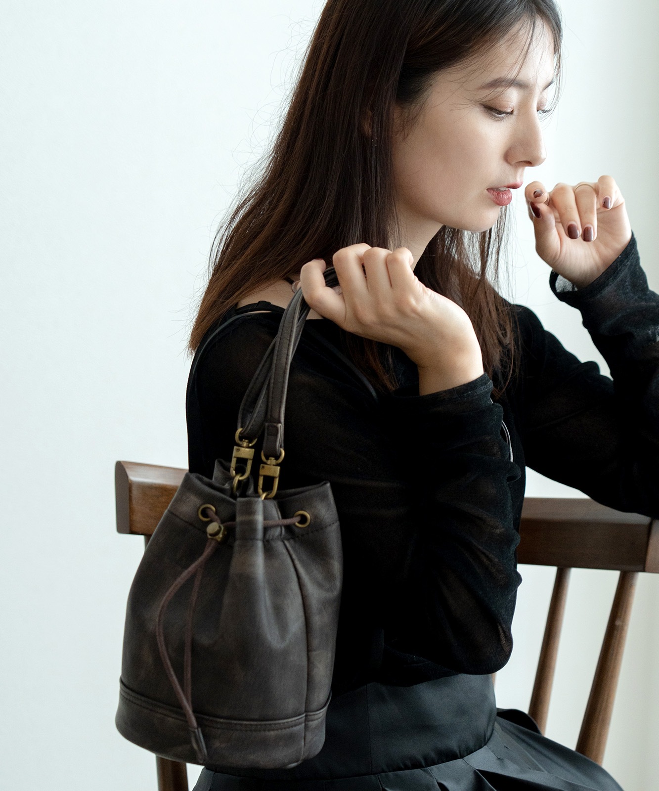 DEVICE ヴィンテージデザイン 巾着 ショルダーバッグ