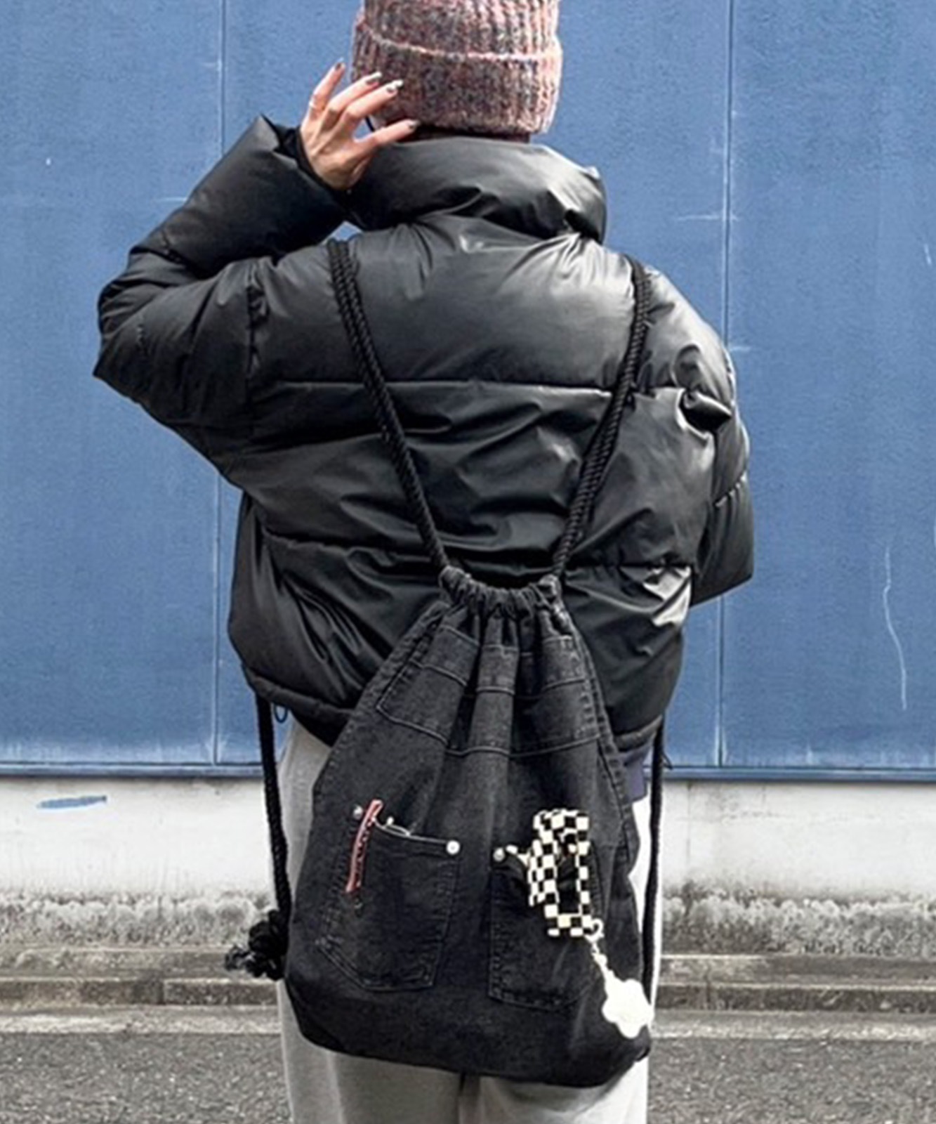 【 DEVICE 】 ウォッシュデニム ナップサック メンズ レディース ユニセックス 古着風 ユーズド加工 RRD24049