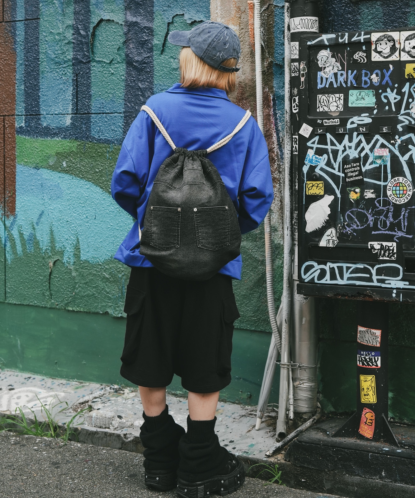 【 DEVICE 】 ウォッシュデニム ナップサック メンズ レディース ユニセックス 古着風 ユーズド加工 RRD24049