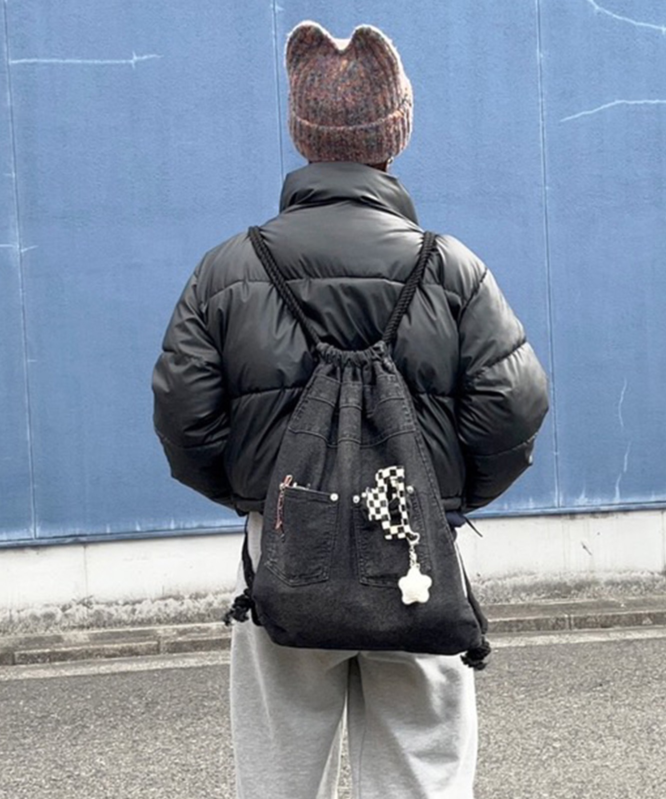 【 DEVICE 】 ウォッシュデニム ナップサック メンズ レディース ユニセックス 古着風 ユーズド加工 RRD24049