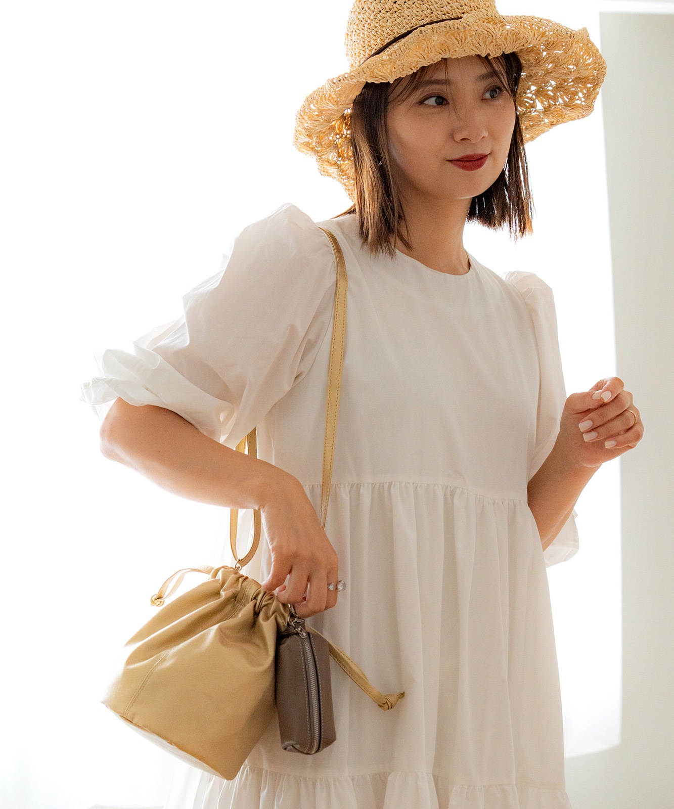 【 DEVICE × じーたーコラボ 】 Rename ソフトフェイクレザー 巾着ショルダーバッグ メンズ レディース RSG20133