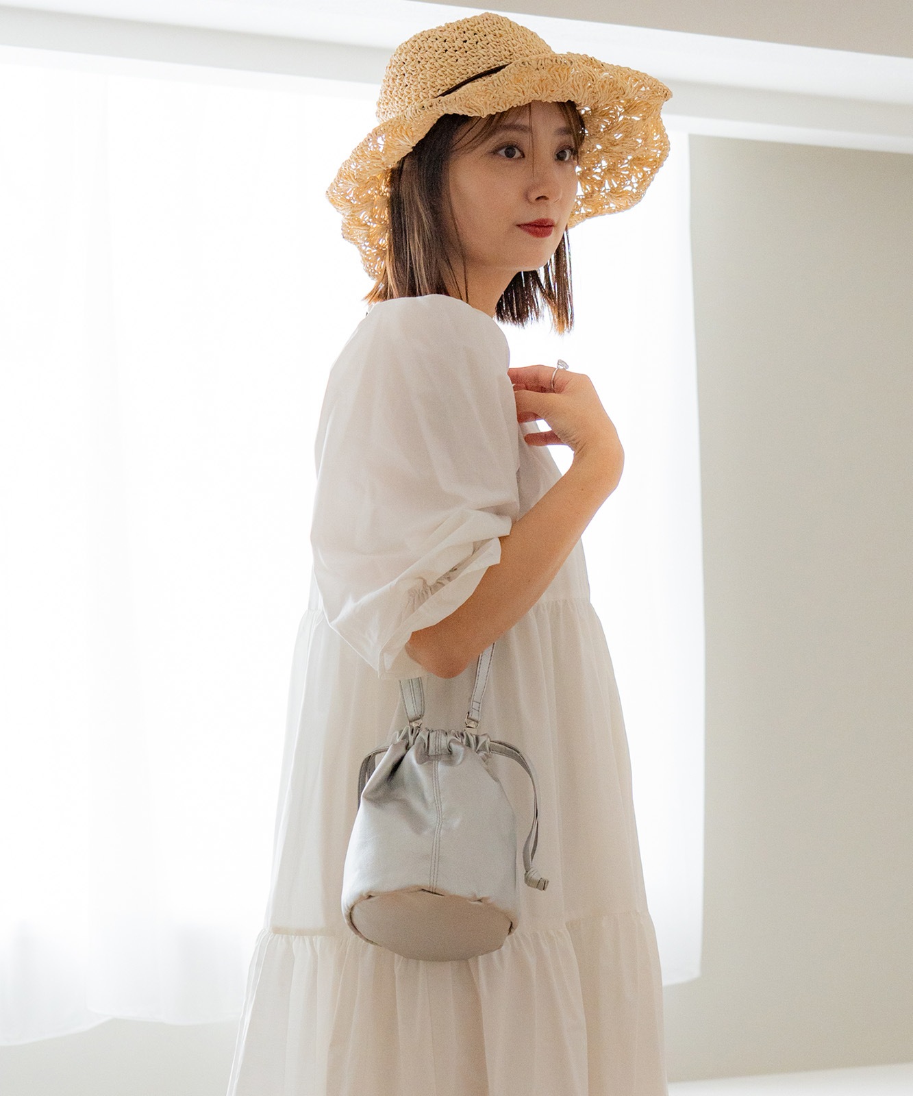 【 DEVICE × じーたーコラボ 】 Rename ソフトフェイクレザー 巾着ショルダーバッグ メンズ レディース RSG20133