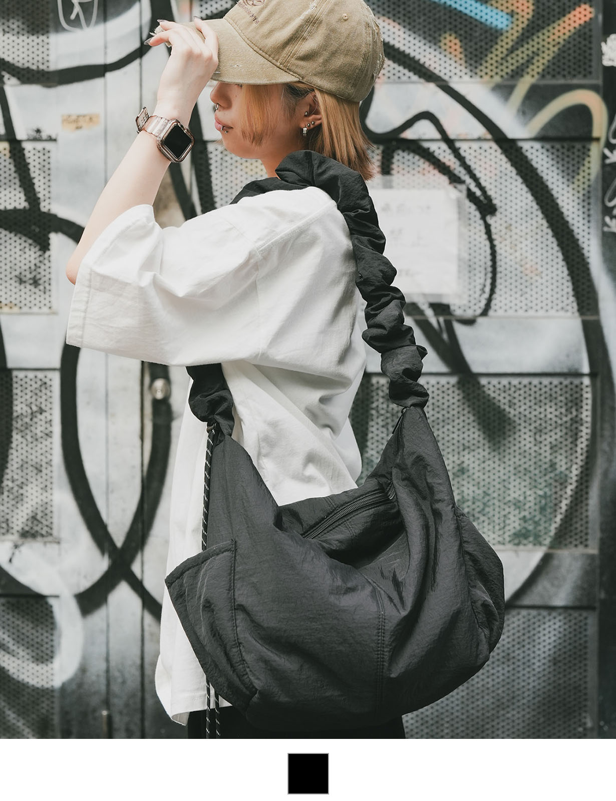 DEVICE+ 軽量  ギャザー ドローコード ショルダーバッグ メンズ レディース