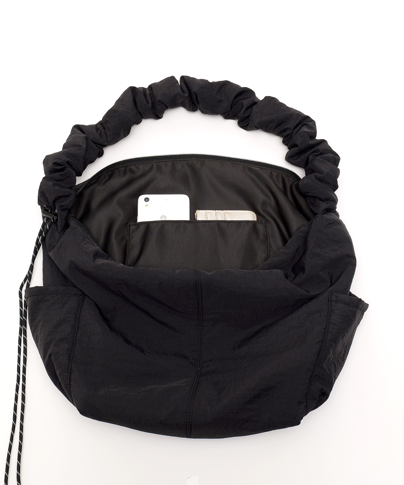 DEVICE+ 軽量  ギャザー ドローコード ショルダーバッグ メンズ レディース