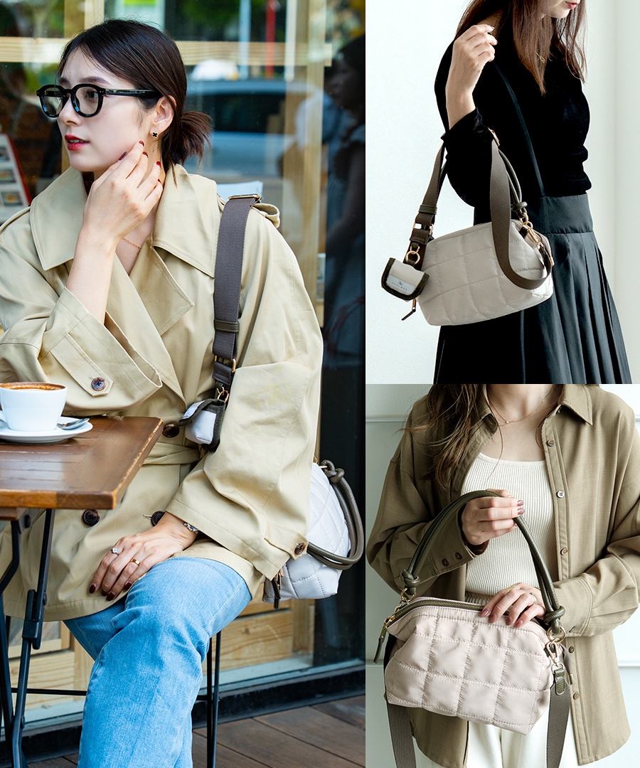 REAIMER キルティング ナイロン 2way ショルダーバッグ