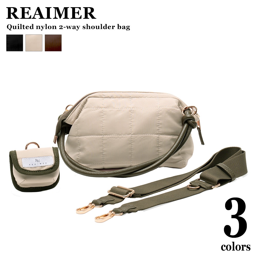 REAIMER キルティング ナイロン 2way ショルダーバッグ 