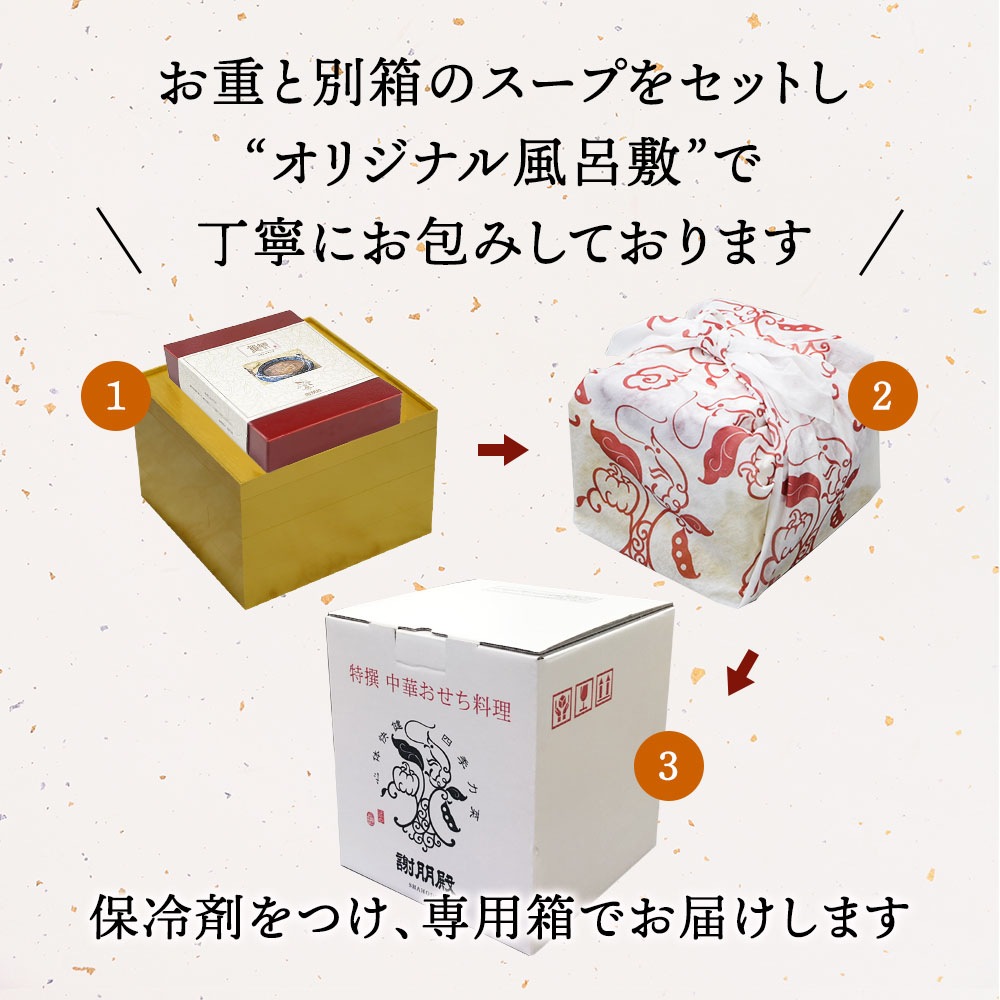 謝朋殿 中華おせち三段重（フカヒレスープ付）