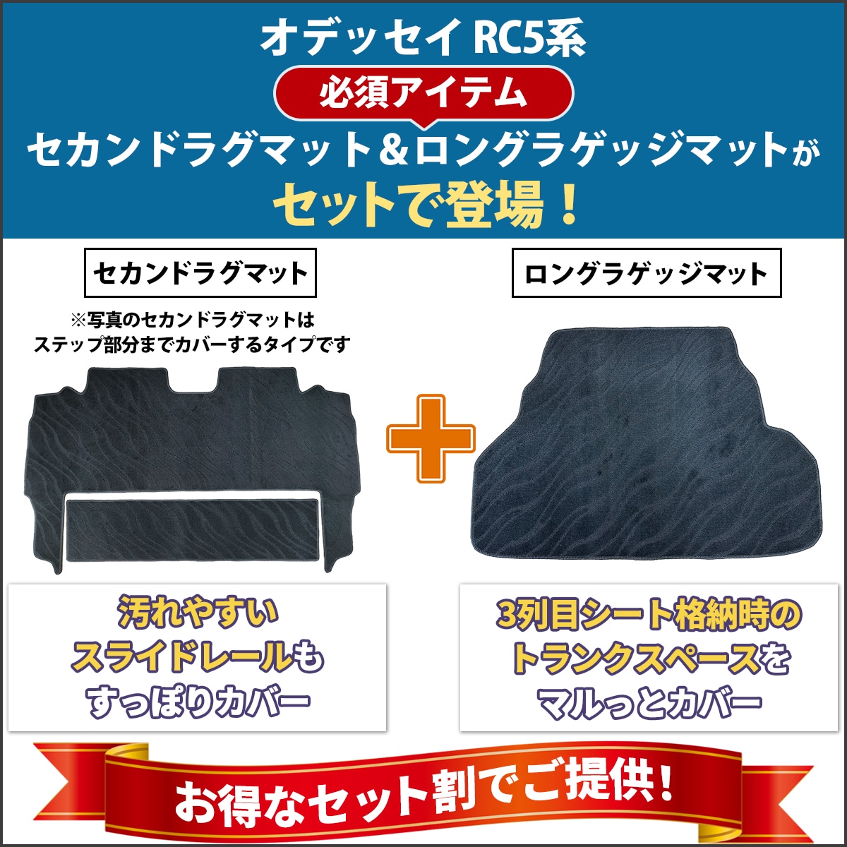 ホンダ 新型 オデッセイ RC5 セカンドラグマット & ラゲッジマット (L