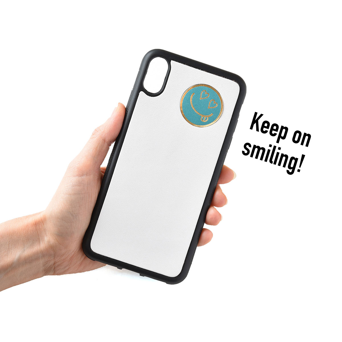 iPhoneOpenCase: Design J:マーク埋込み/スマイル右上