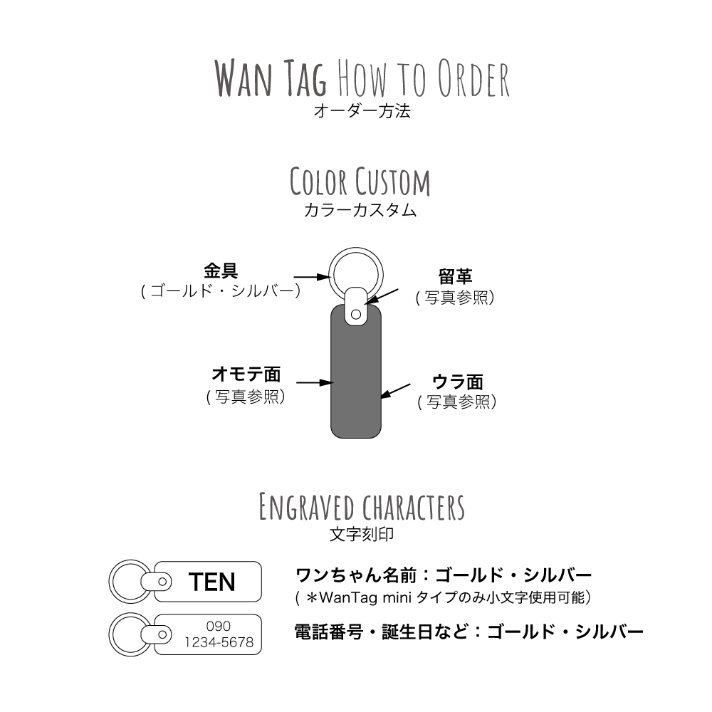 WanTag【スクエアー30mm12mm】ペット用犬 迷子札