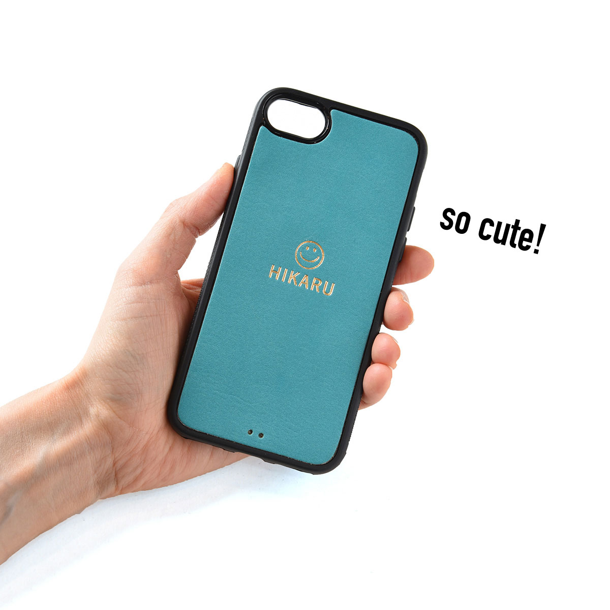 iPhoneOpenCase: Design E_1:ミニマーク刻印(スマイル)+名入れ