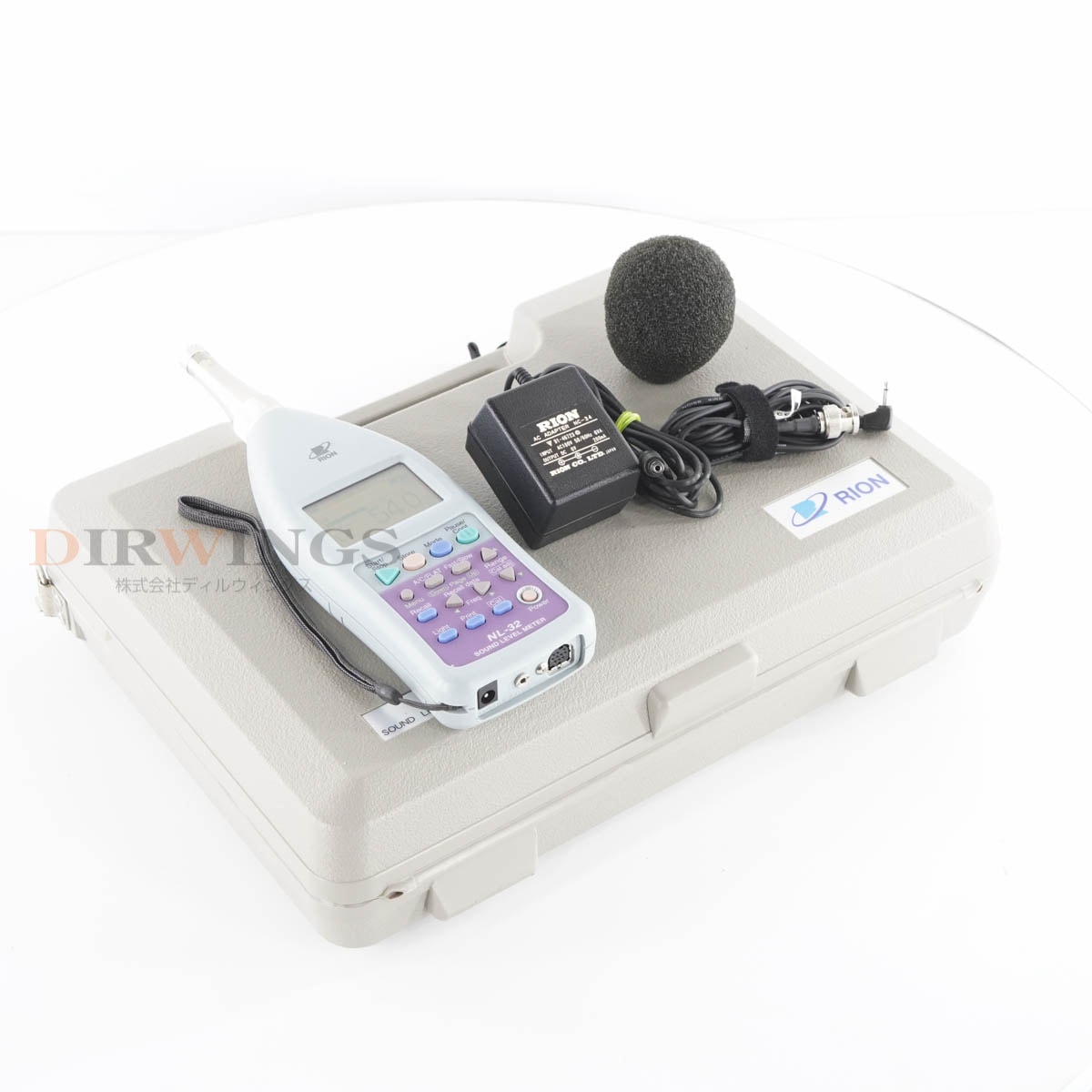 [DW]USED 8���ݾ� RION NL-32 SOUND LEVEL METER ��̩������ ������ɥ�٥�᡼���� NH-21 MC-12CF1 AC�����ץ��� [06820-0590]