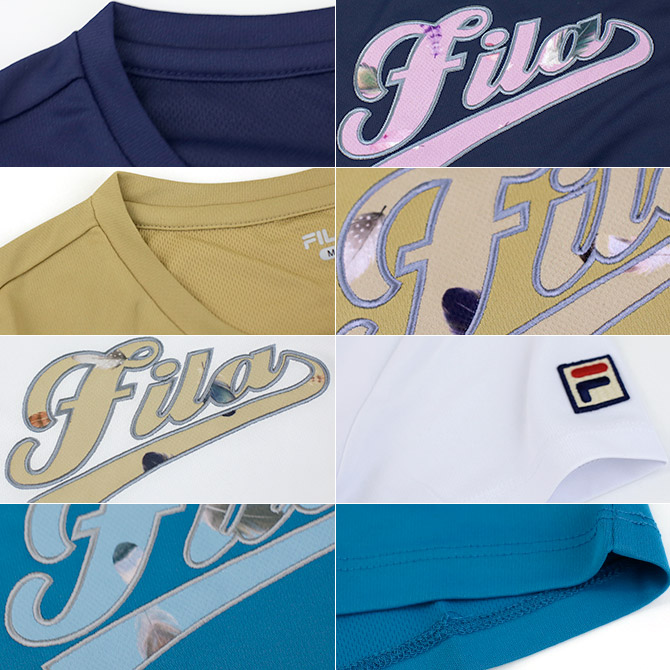 フィラ　テニスウェア　アイボリー色トップス　Mサイズ　新品 フィラ FILA テニスウェア レディス アップリケTシャツ VL2926