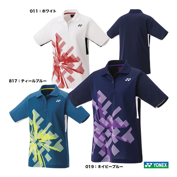 YONEX ヨネックス ゲームシャツ 人気モデル L ブラック 柄 ボタン ヨネックス YONEX テニスウェア レディス ゲームシャツ（レギュラー