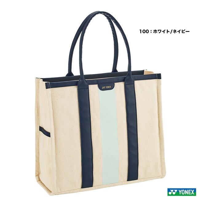 TORY SPORT トートバッグ テニス　ジム　ホワイト×ネイビー 大容量 ヨネックス YONEX テニスバッグ トートバッグ〔テニス2本用〕 BAG2551