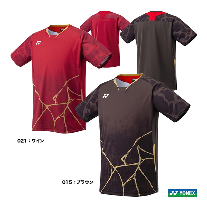 YONEX メンズゲームシャツ フィットスタイル ワイン L ヨネックス YONEX バドミントンウェア メンズ ゲームシャツ（フィット