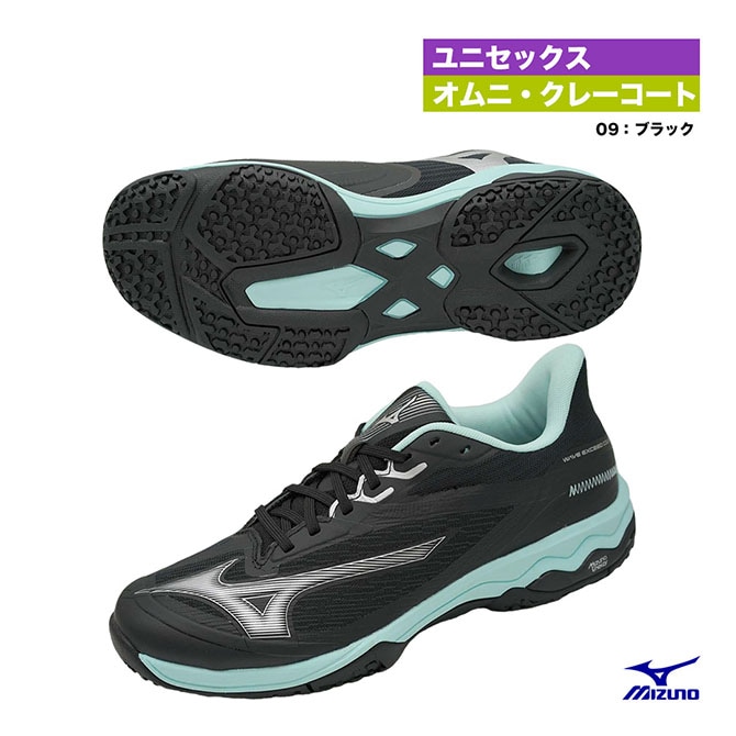 ユッキーMizuno テニスシューズ ブラック ミズノ(MIZUNO) テニスシューズ オムニ クレー ウェーブ