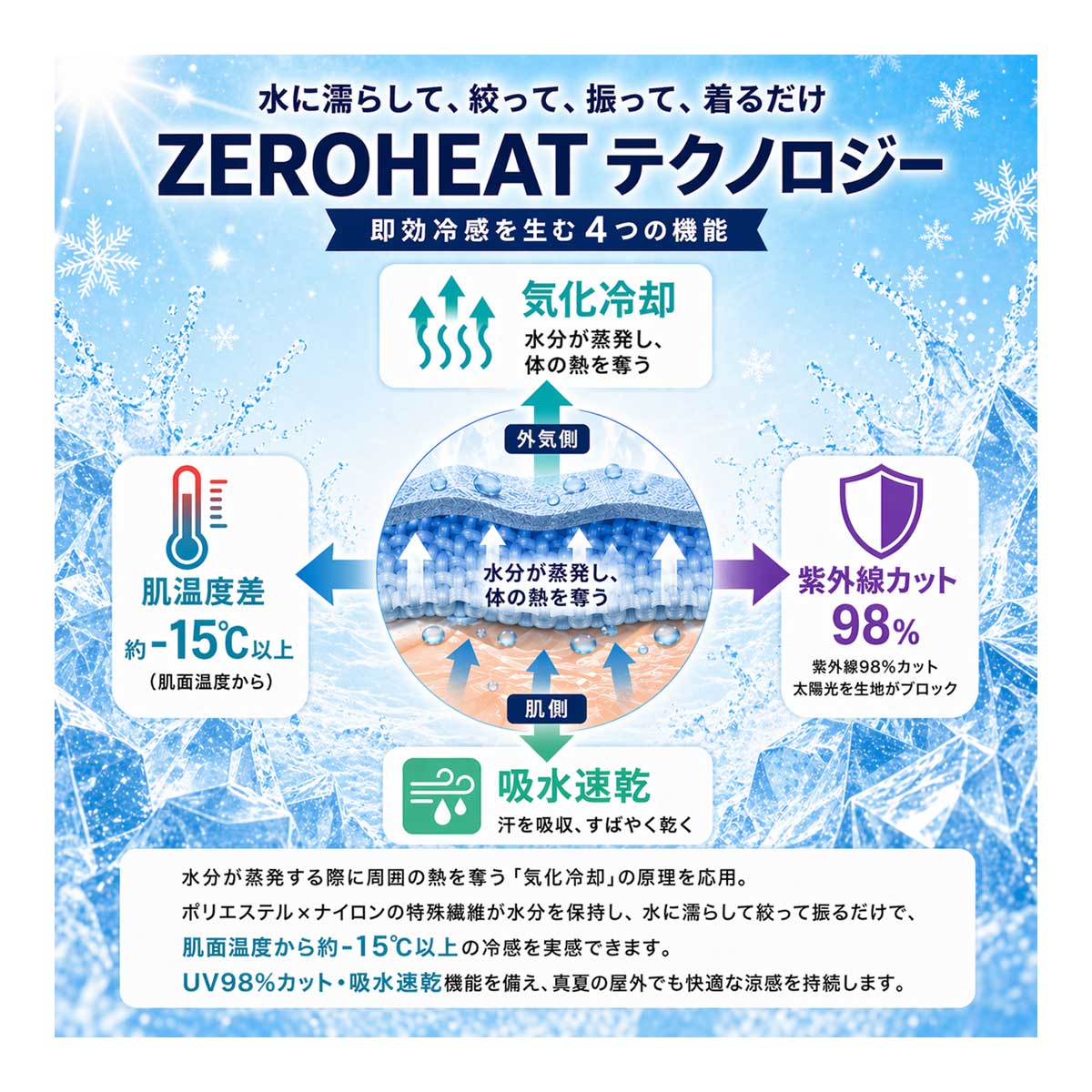 エイト EI8TO ZEROHEAT ACTIVE PONCHO ACP2610（冷感ポンチョ