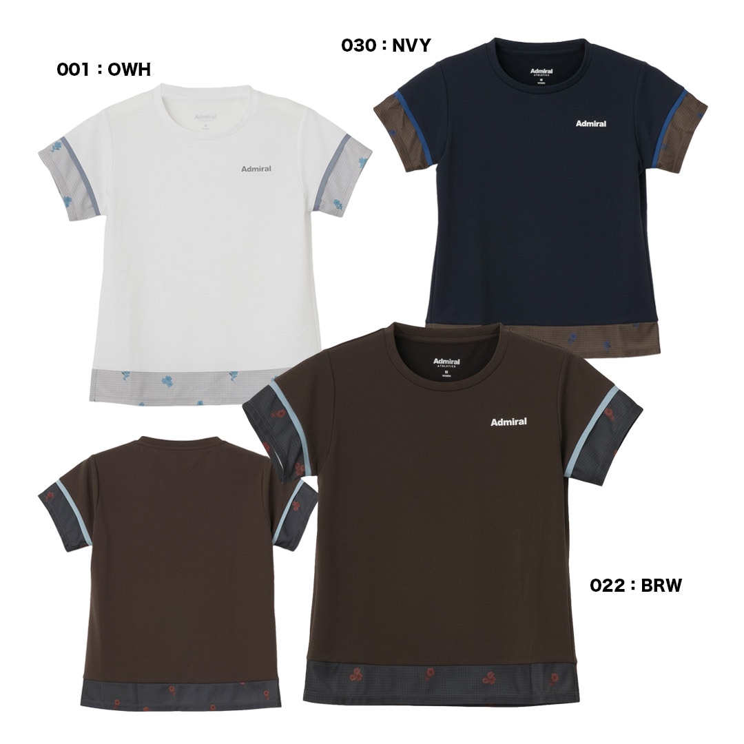 アドミラル Admiral テニスウェア レディス ブロッキングフラワーグレンチェックTEE ATLA656