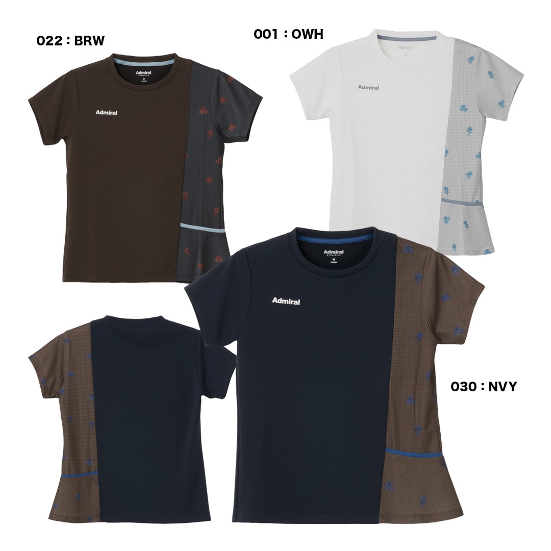 アドミラル Admiral テニスウェア レディス アシンメトリーフラワーグレンチェックTEE ATLA657