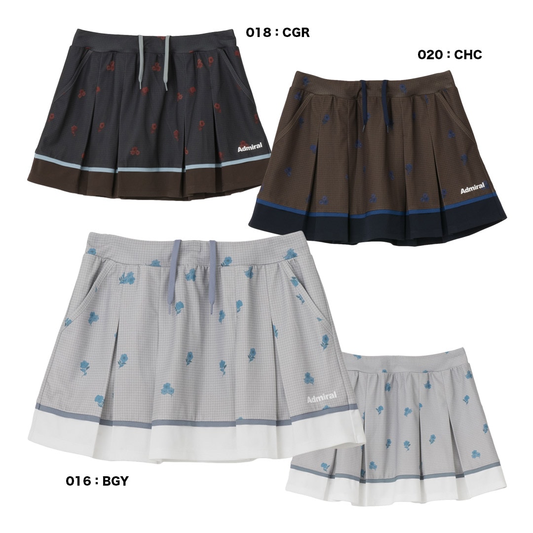 アドミラル Admiral テニスウェア レディス フラワーグレンチェックタックプリーツスコート ATLA658