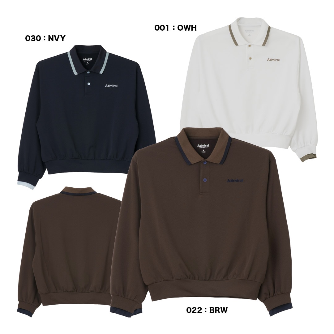 アドミラル Admiral テニスウェア レディス バイカラークロップド丈 L/S ポロ TEE ATLA670