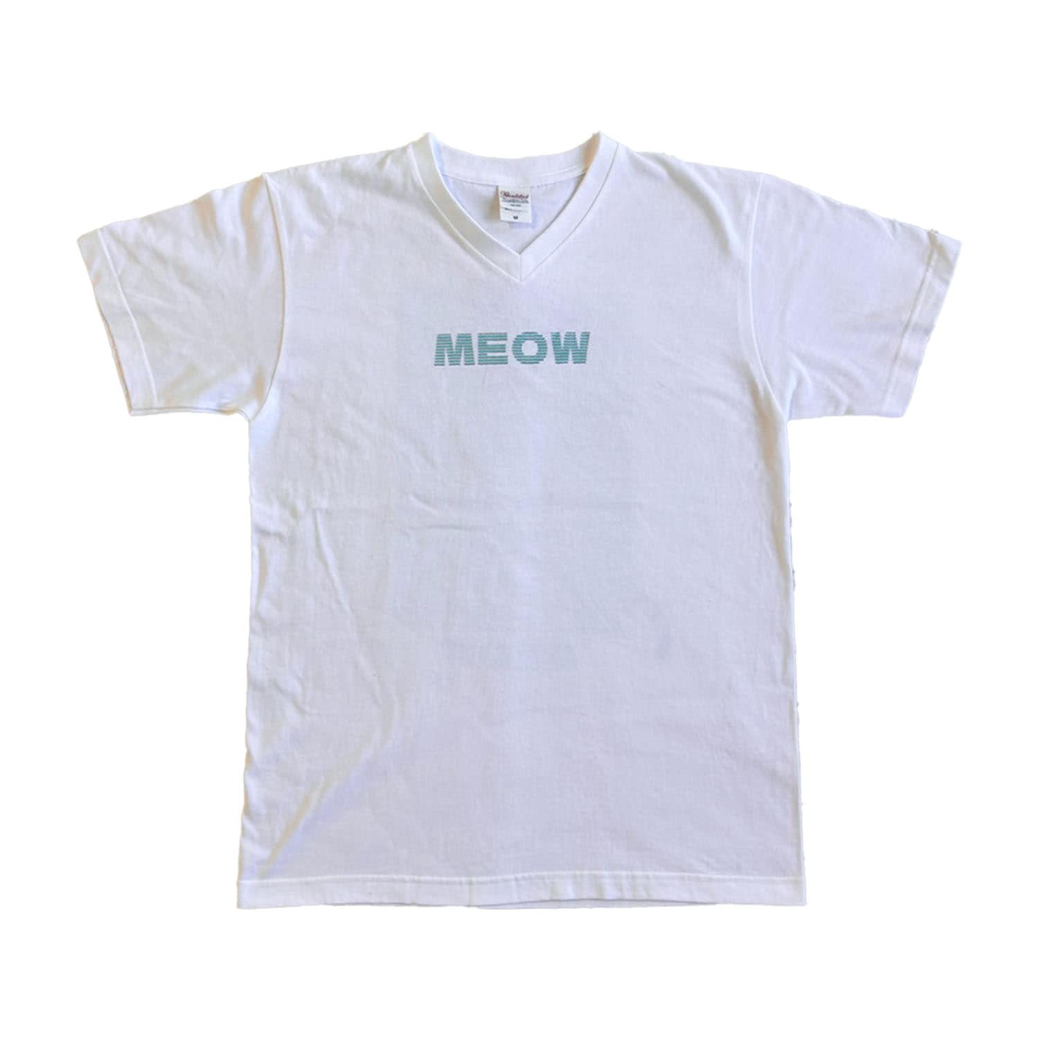 【MEOW】抽象的なネコ　VネックTシャツ