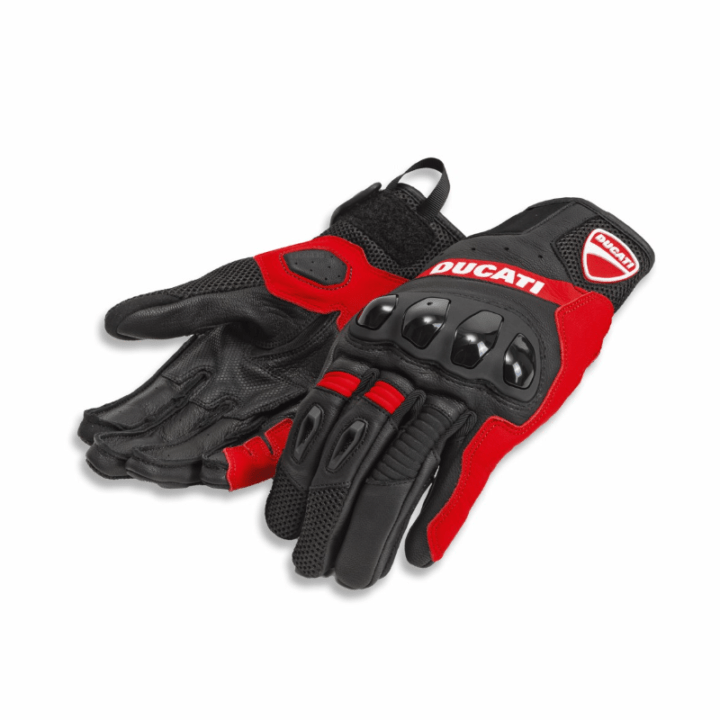 【NEW】 City C4 Black/Red | ファブリック-レザーグローブ ブラック/レッド【ドゥカティ アパレル】
