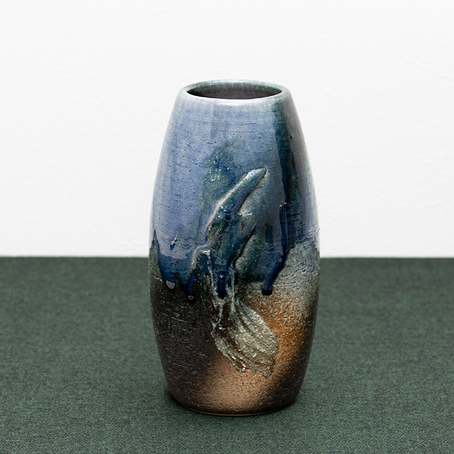 青ビードロ花入 【Lot 1】