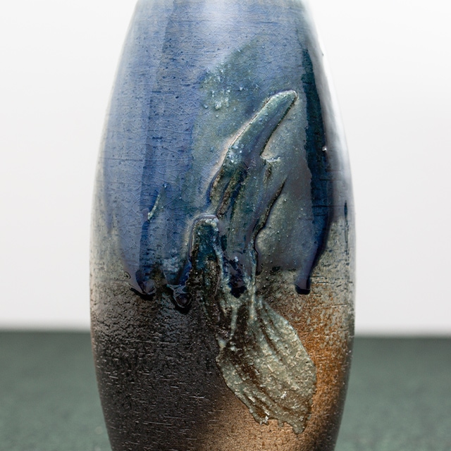 青ビードロ花入 【Lot 1】