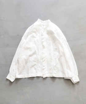 WOMEN'S】TOUJOURS（トゥジュー）“Lace Pin Tuck Ruffle Shirt