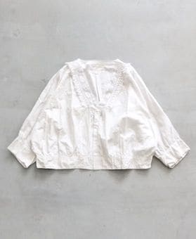 ��WOMEN'S��TOUJOURS�ʥȥ����塼�ˡ�Natural Garment Dyed Fringe Lace Bolero Shirt - WRINKLE COTTON PAPER CLOTH