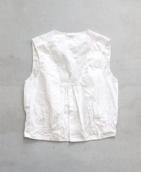 ��WOMEN'S��TOUJOURS�ʥȥ����塼�ˡ�Natural Garment Dyed Dot Lace Gilet - WRINKLE COTTON PAPER CLOTH