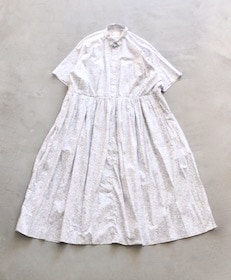 ��WOMEN'S��TOUJOURS�ʥȥ����塼�ˡ�Short Sleeve Classic Gathered Dress -LIBERTY GRAY FLOWER PRINT COTTON CLOTH-��