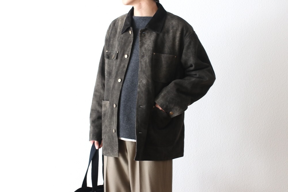 SEVEN BY SEVEN (֥Х֥) "LEATHER MICHIGAN CHORE COAT Goat suede Antique finish"