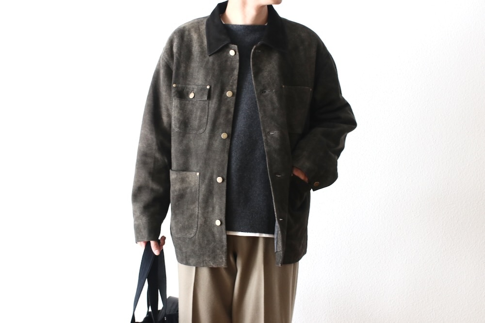 SEVEN BY SEVEN (֥Х֥) "LEATHER MICHIGAN CHORE COAT Goat suede Antique finish"