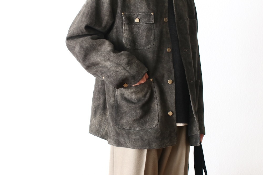 SEVEN BY SEVEN (֥Х֥) "LEATHER MICHIGAN CHORE COAT Goat suede Antique finish"