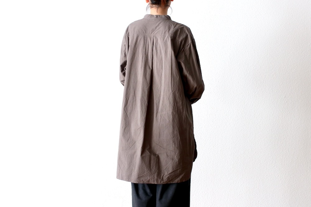 WOMEN'S】TOUJOURS（トゥジュー）“Classic Band Collar Shirt -SHADOW