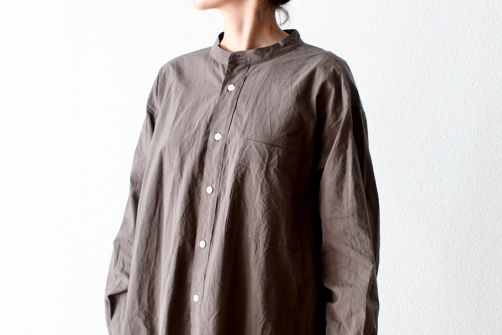 特価 toujours band collar shirt 1号 WOMEN'S】TOUJOURS（トゥジュー）“Classic Band Collar Shirt -SHADOW