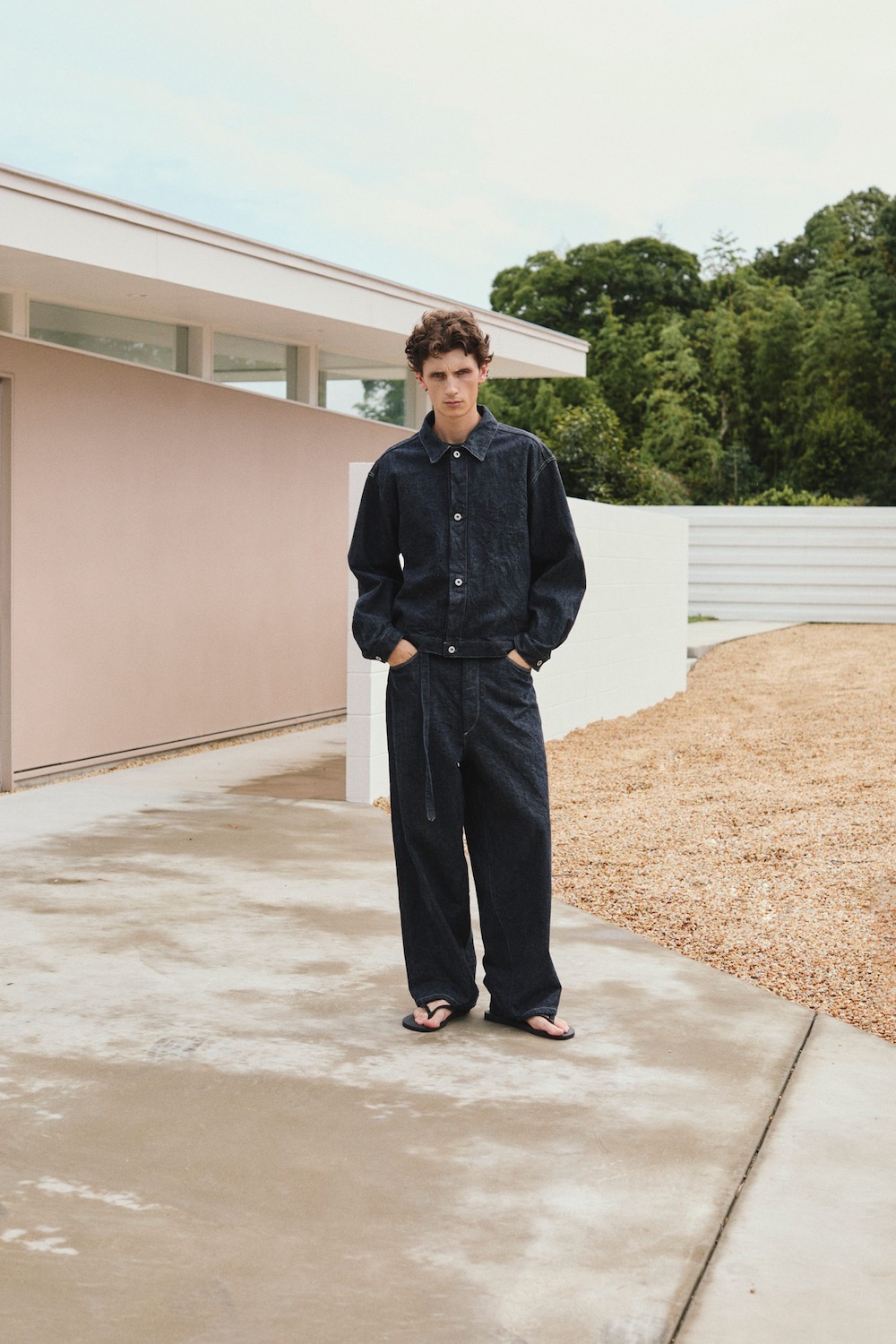 blurhms(�֥顼�ॹ) "12.9oz Denim Bias Belted Pants"