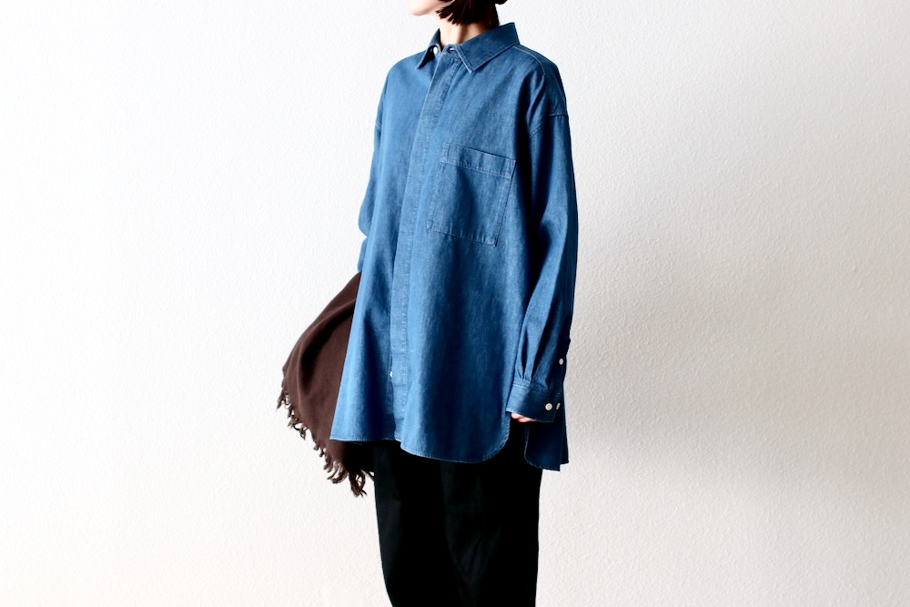 ��WOMEN'S��TOUJOURS�ʥȥ����塼�ˡ�Bio Washed Baggy Shirt -6.5OZ. ORGANIC COTTON DENIM CLOTH-��